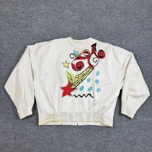 Vintage Escada Laurèl Jacket Womens 38‎ Medium White Bomber Embroidered 80s